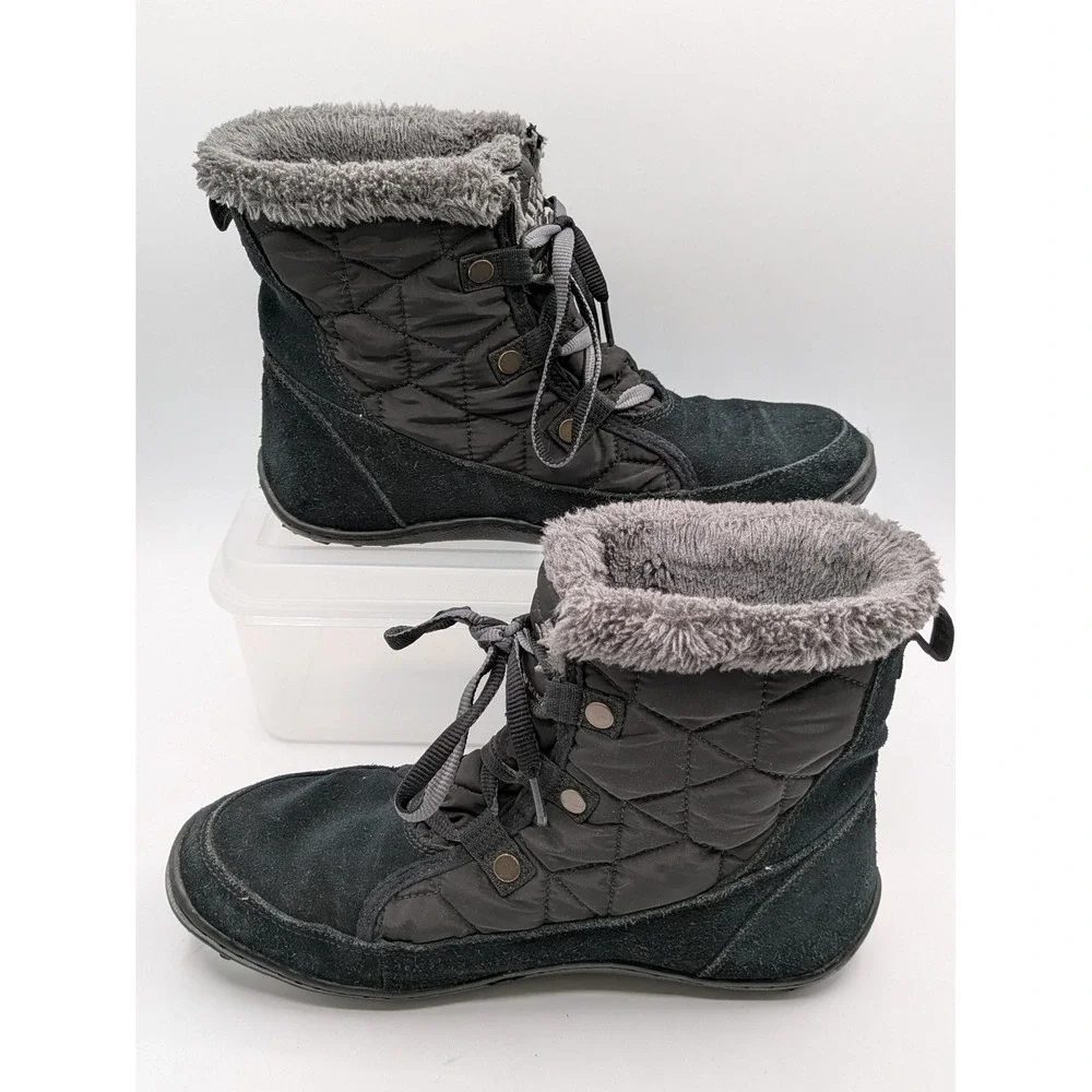 Columbia Winter Snow Boots Womens Size 9 Black Faux Fur Omni-Heat Insulated
